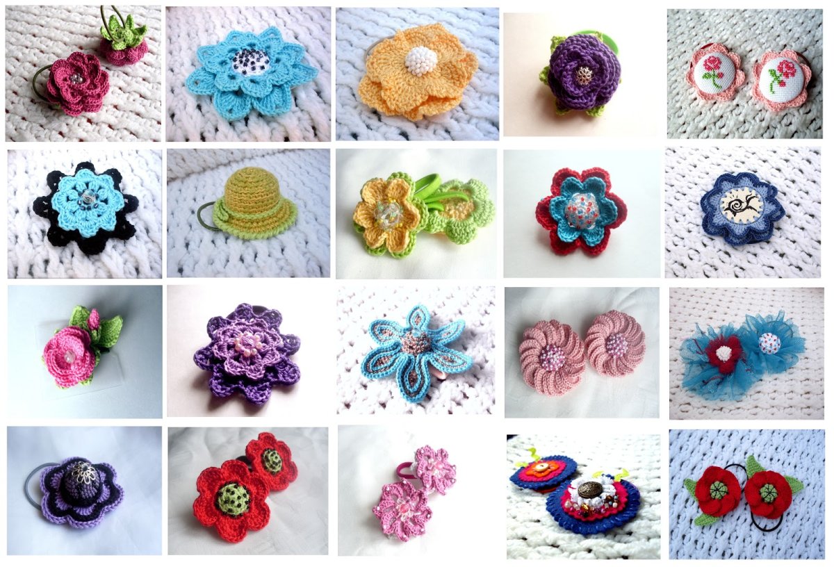 Вязаные аппликации крючком цветы