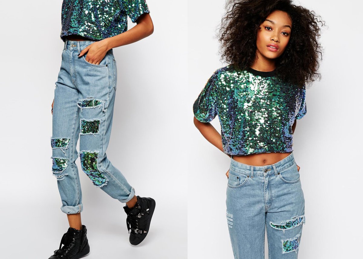 Образ с блестящей блузкой