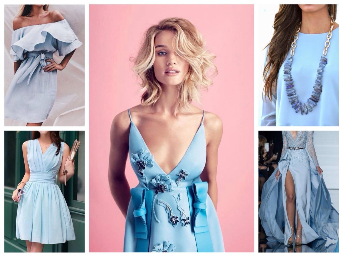 Бледно голубое платье