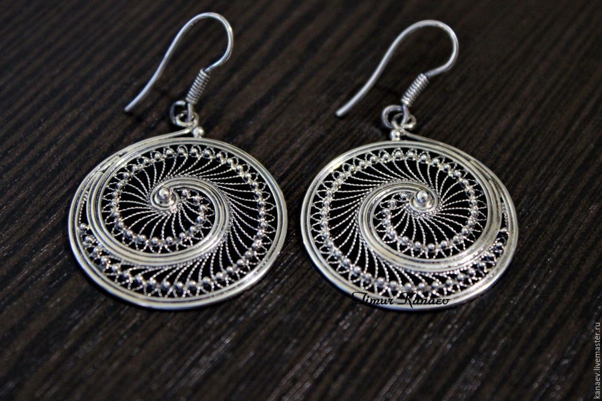 Серьги скань филигрань серебро