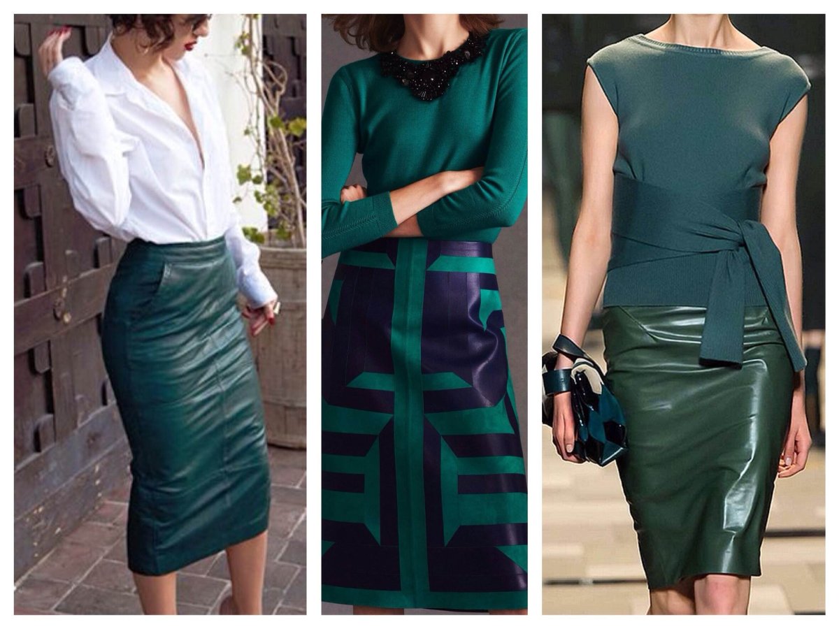 Зеленая юбка миди