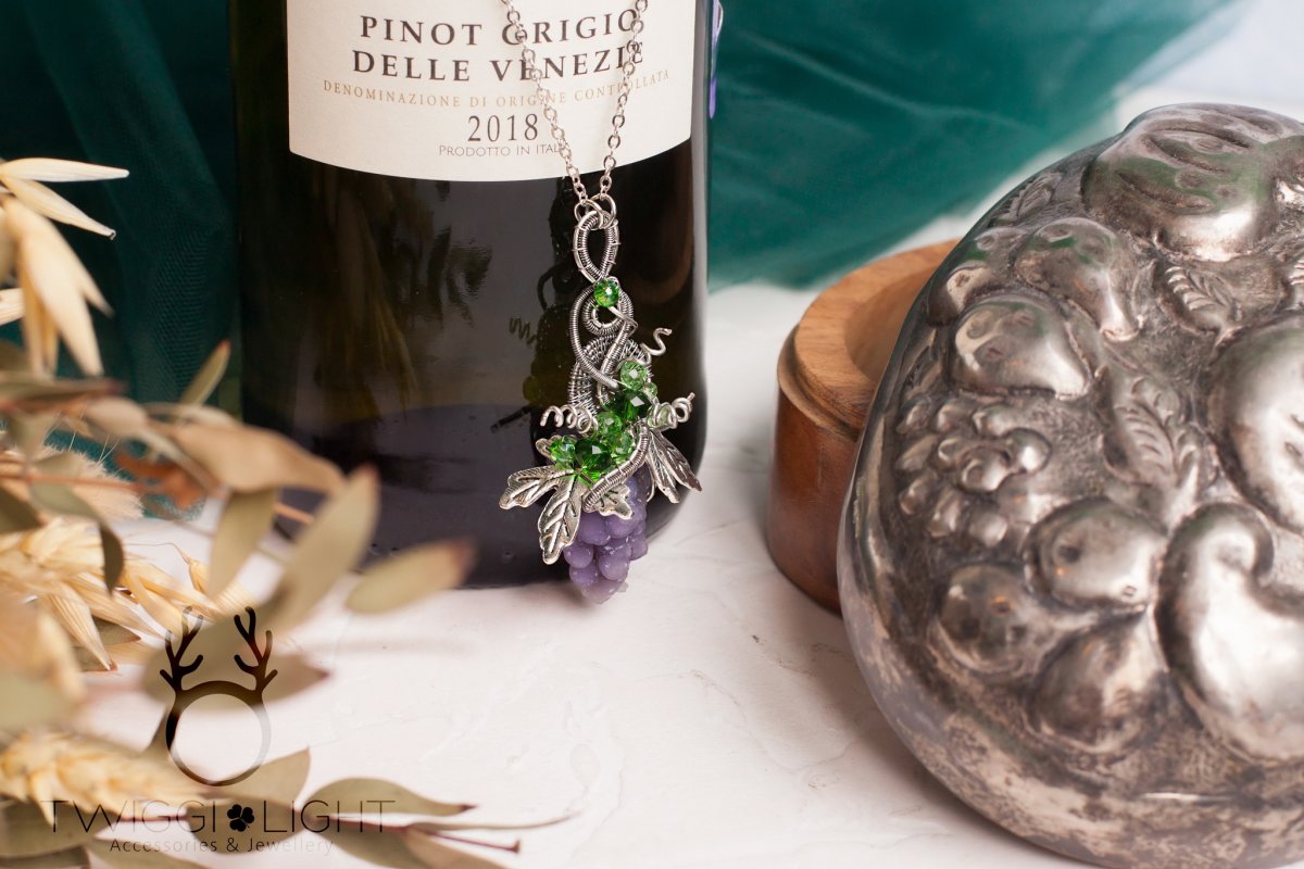 Кулон Виноградная гроздь золотой турмалин микс