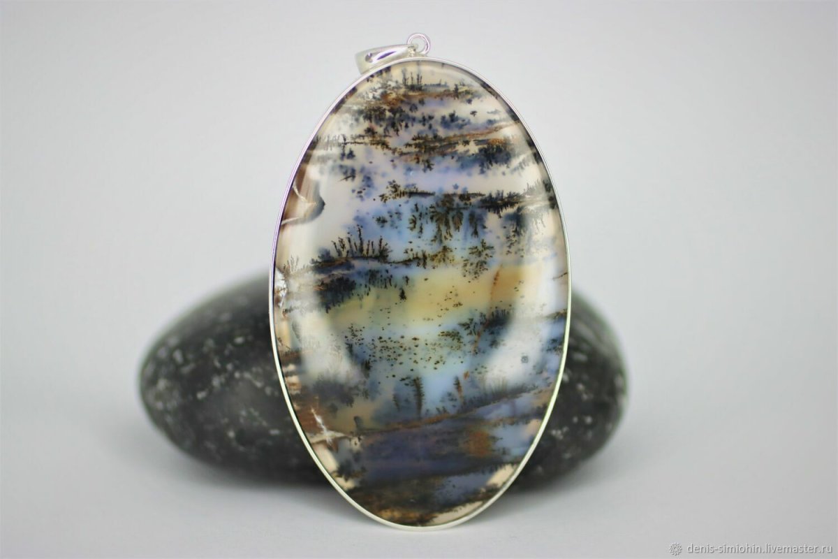 Серьги Моховой агат в серебре