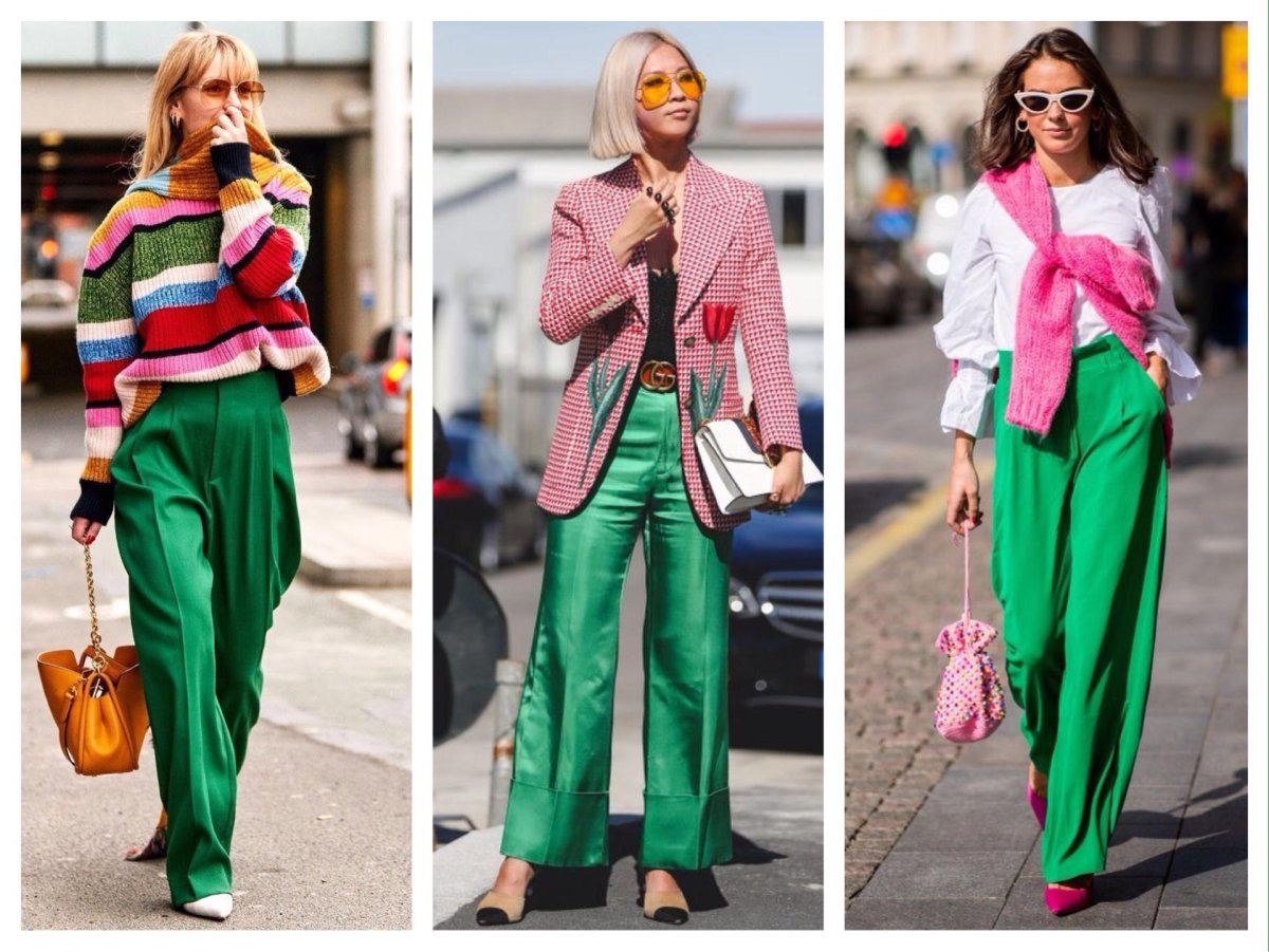 Образ с зелеными брюками палаццо