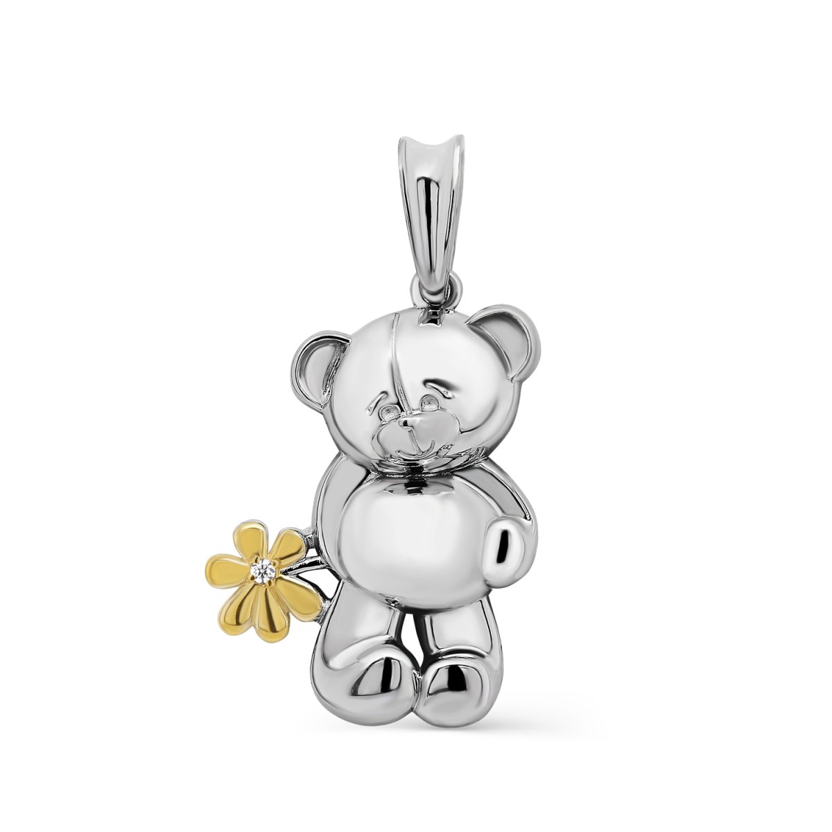 Серебряный кулон медведь