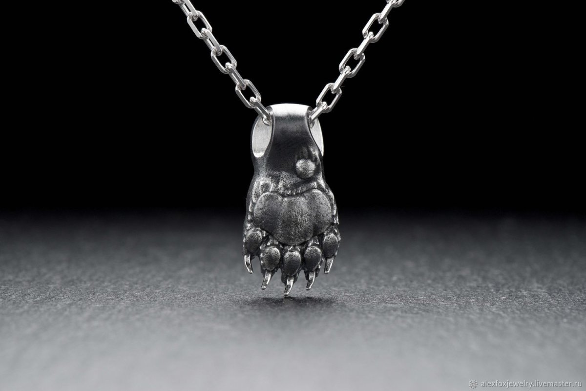 Подвеска медведь серебро