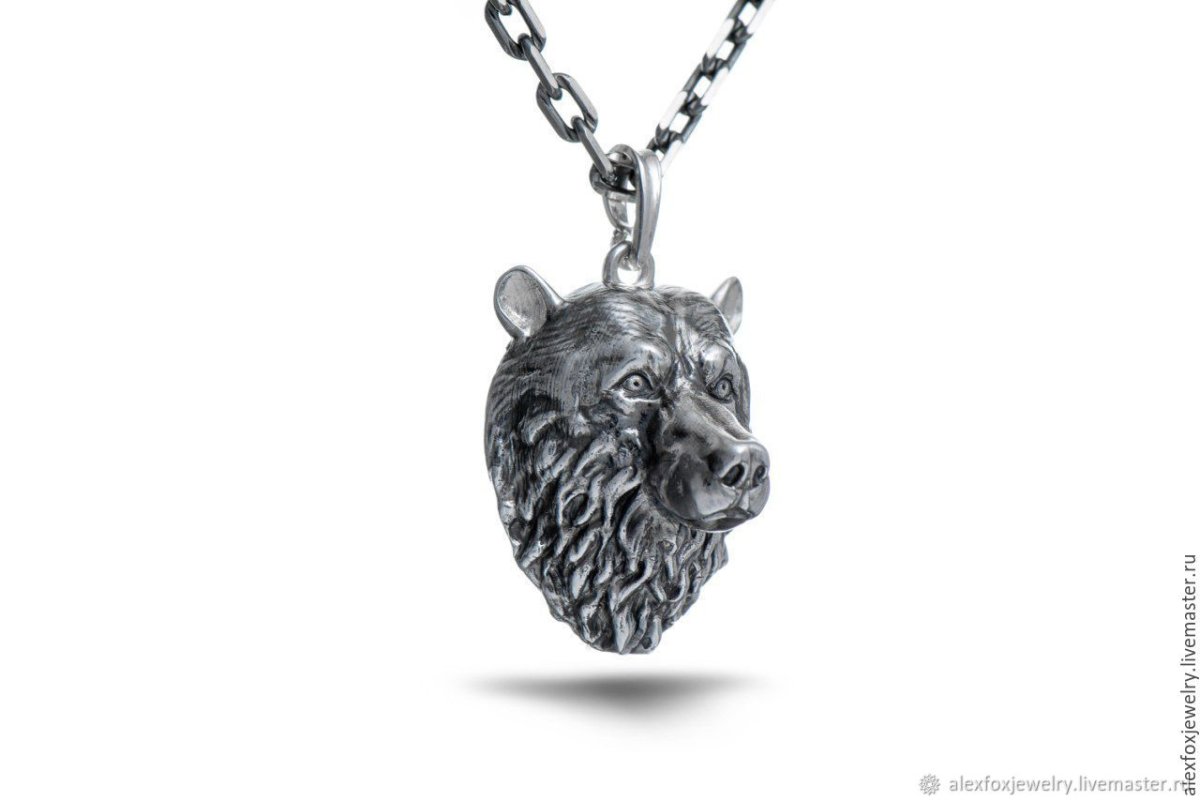 Подвеска медведь серебро