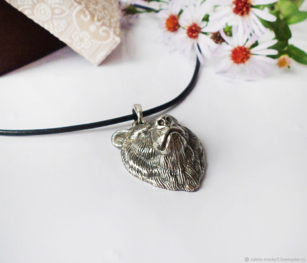 Подвеска медведь серебро