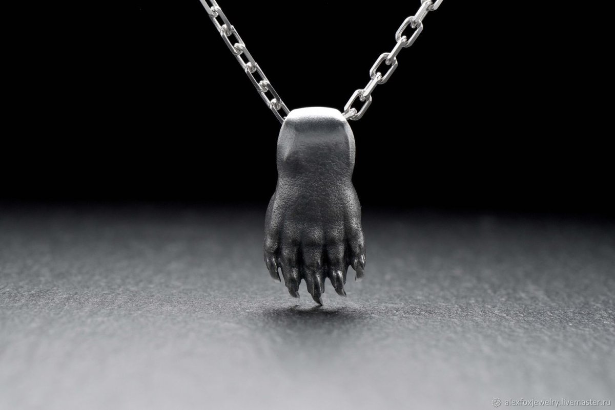 Подвеска лапа медведя серебро