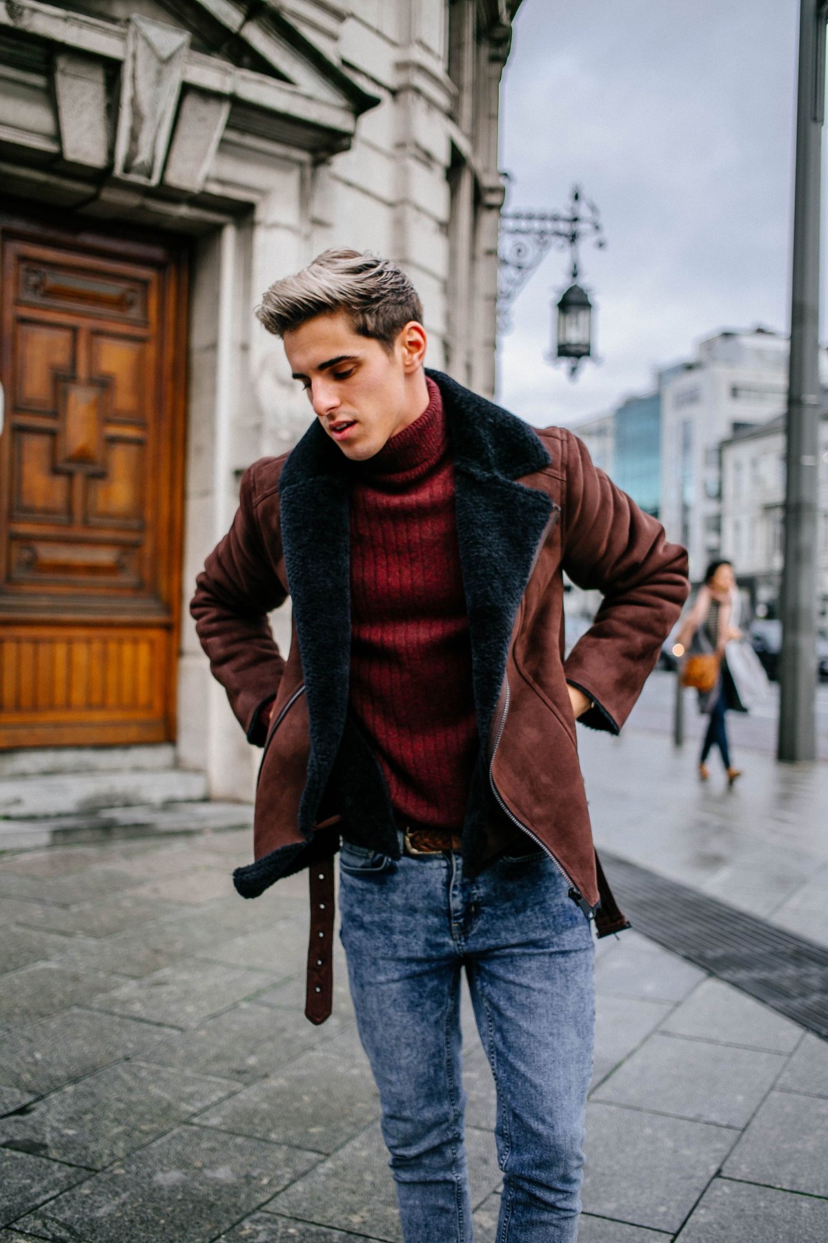 Дубленка мужская в стиле Авиатор