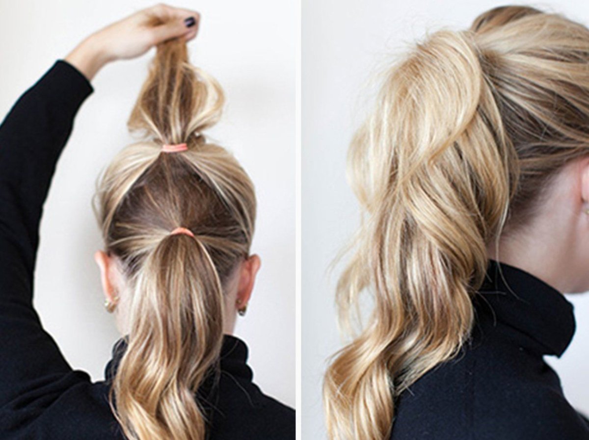 Каскадный хвост прическа