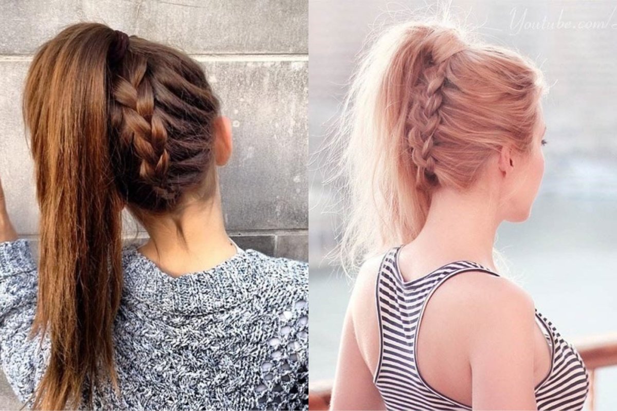 Прическа хвост с косичкой