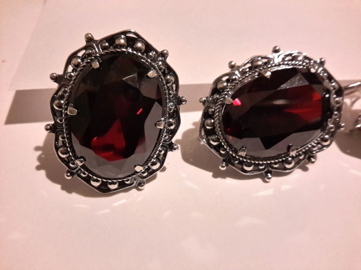 Гранатовый комплект серебро Вега