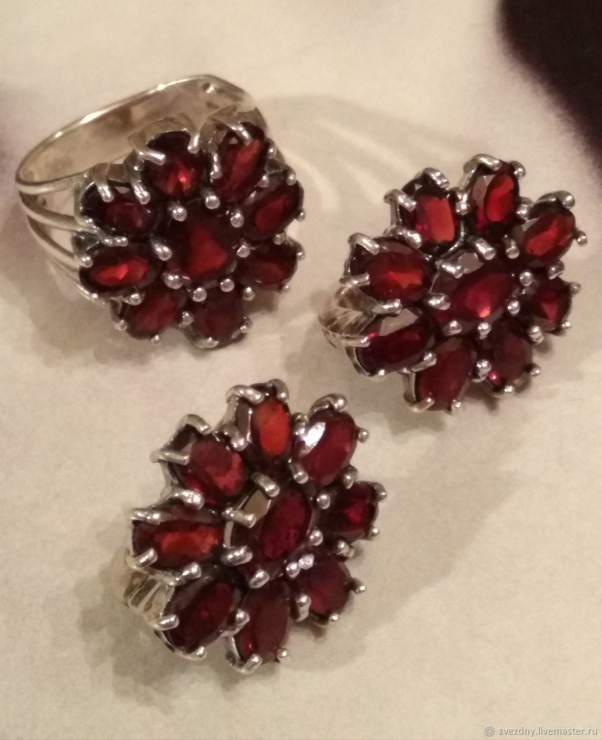 Гранатовый комплект серебро Вега