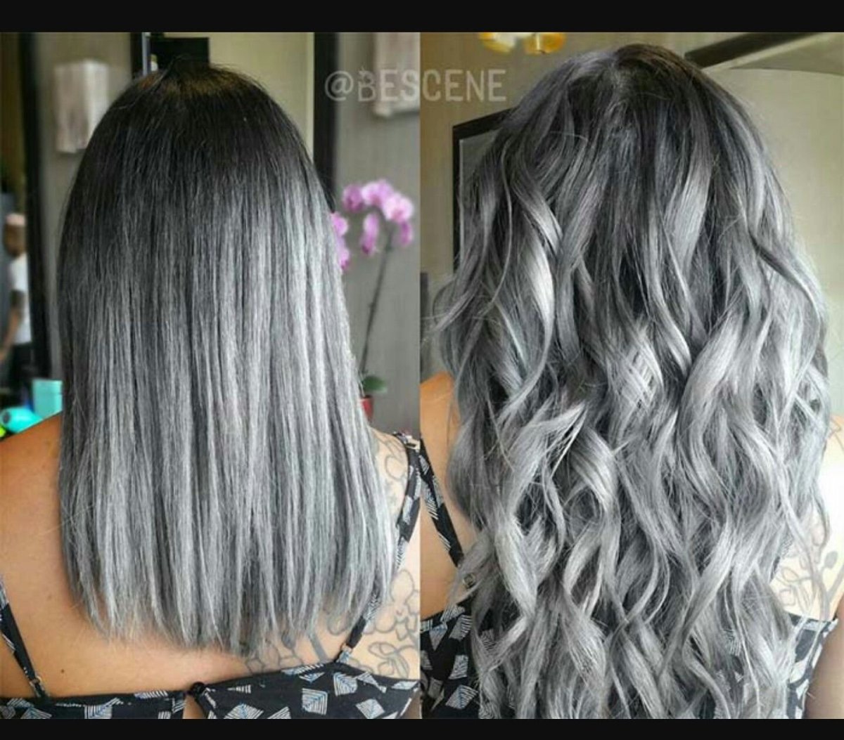Серое мелирование на темные волосы
