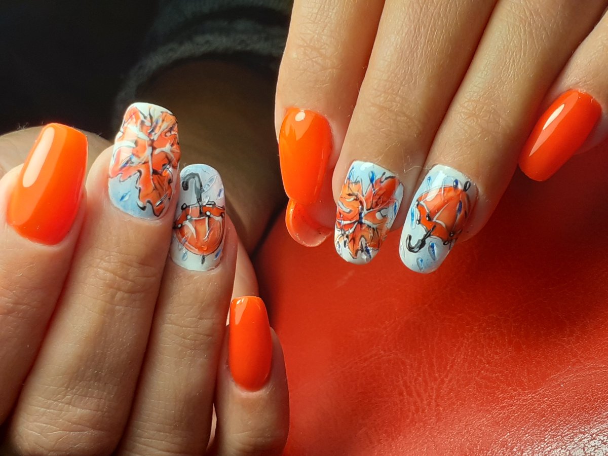 Маникюр в оранжевых тонах