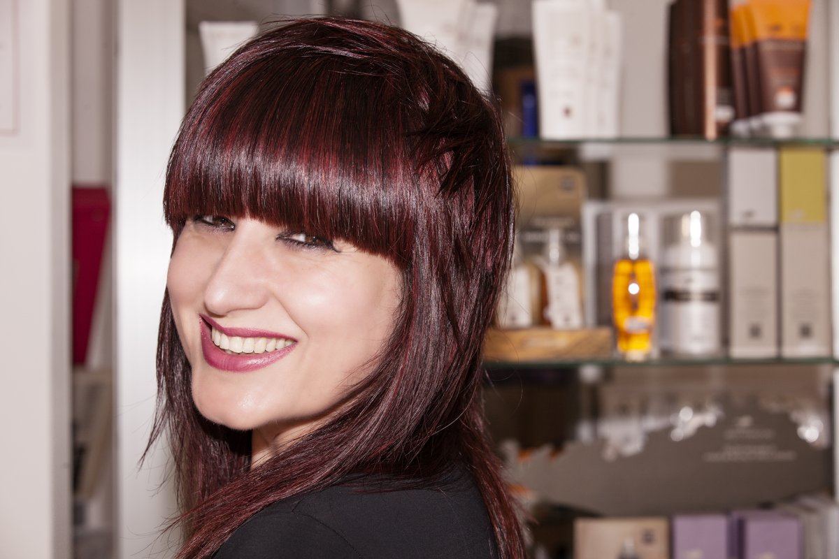 Густая прямая челка от макушки