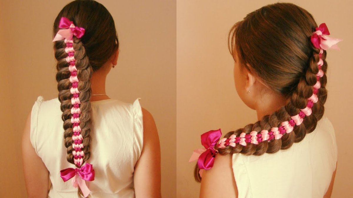 Причёски в школу с лентами