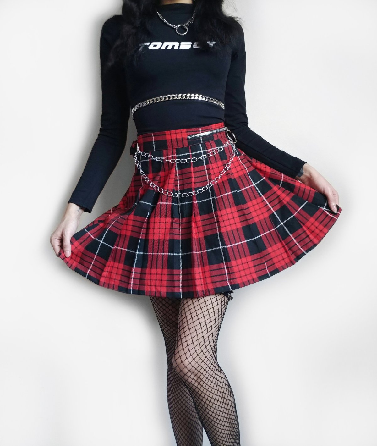 Клетчатая юбка стрит стайл