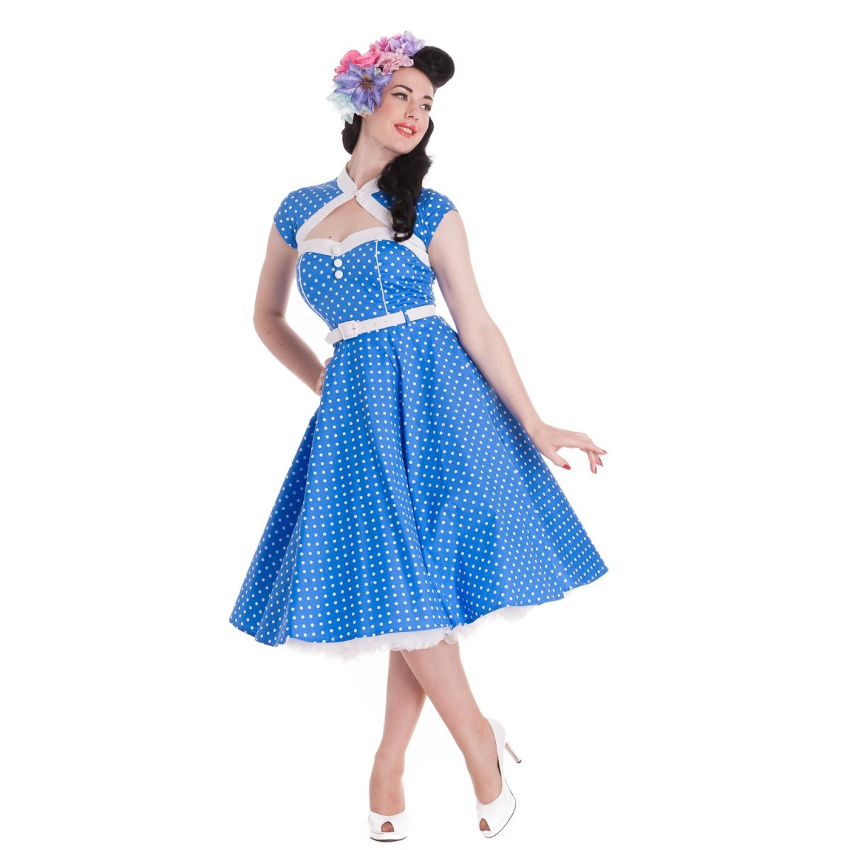 Голубое платье в стиле 50-х