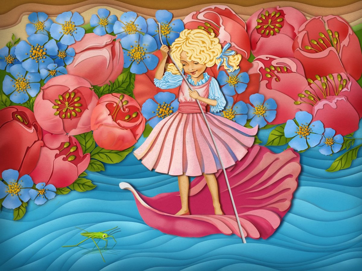 Иллюстрация к сказке Дюймовочка раскраска