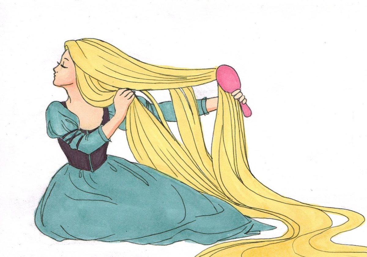 Рапунцель с длинными волосами