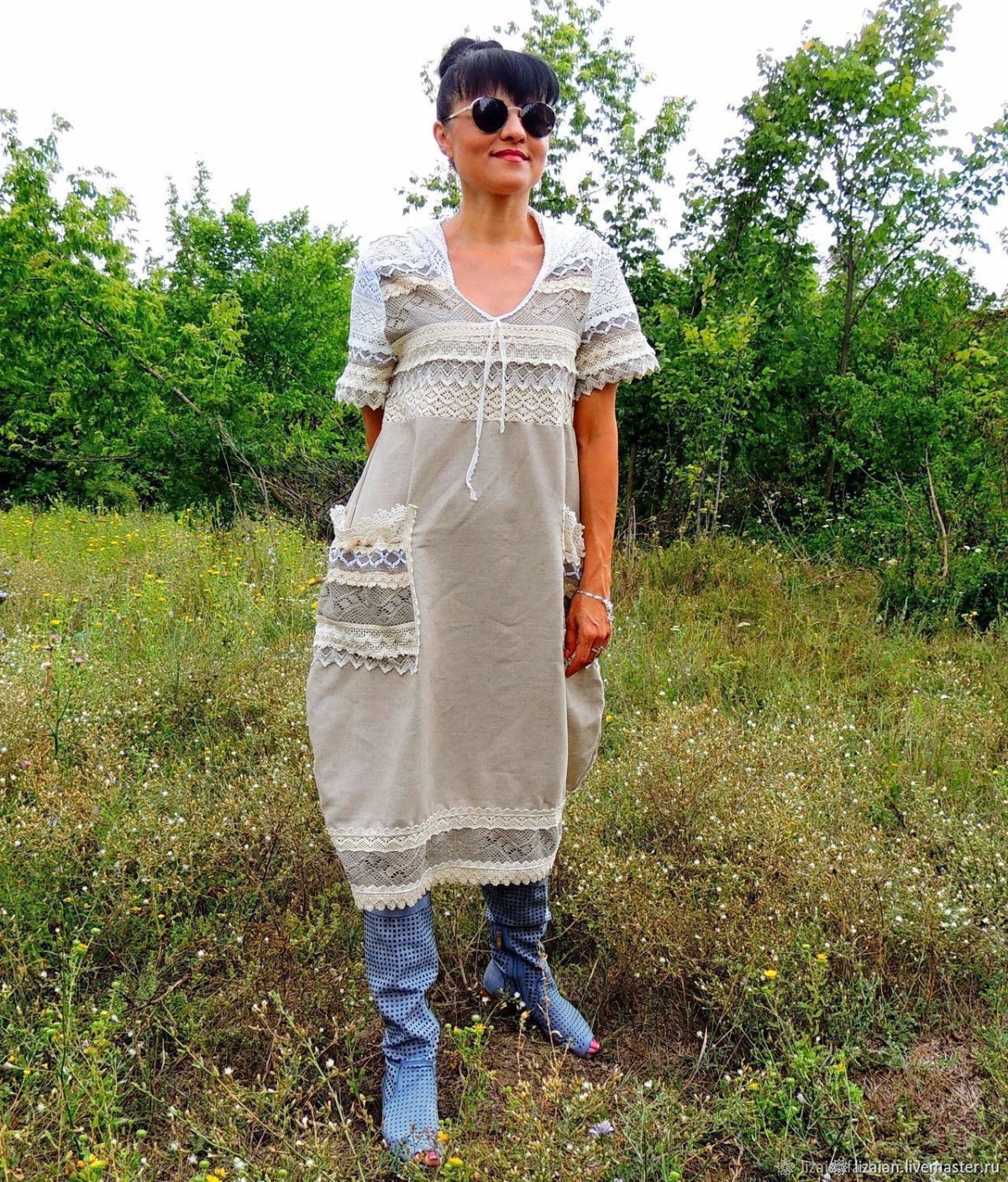 Платье из льна в стиле бохо