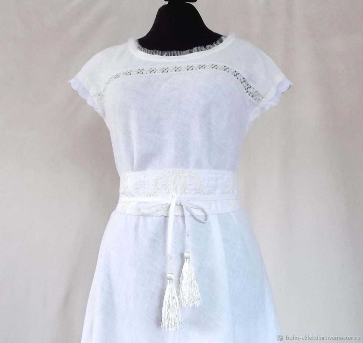 Платье из белой марлевки бохо стиль