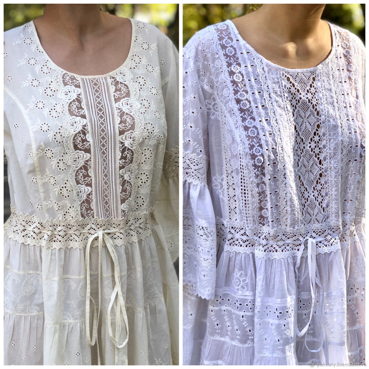 Белое кружевное платье в стиле бохо