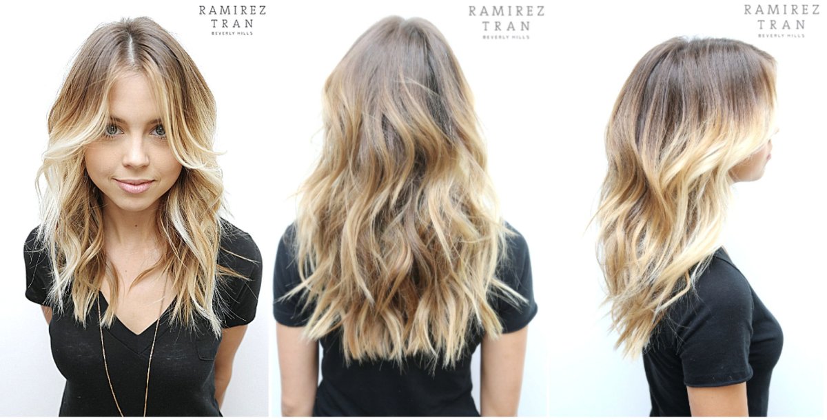 Калифорнийское мелирование на русые волосы