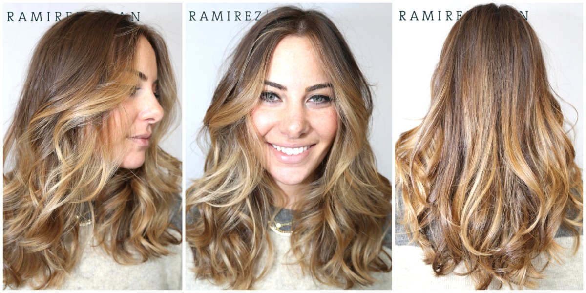 Калифорнийское мелирование волос на русые волосы