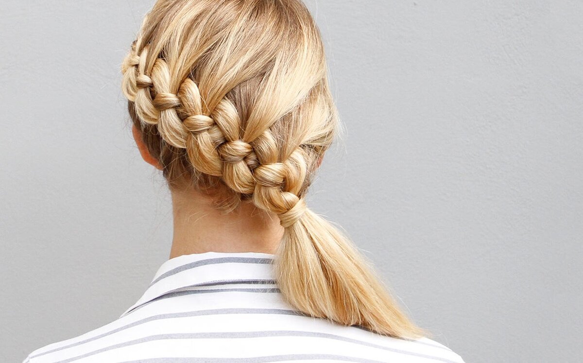 Голландская коса с лентой