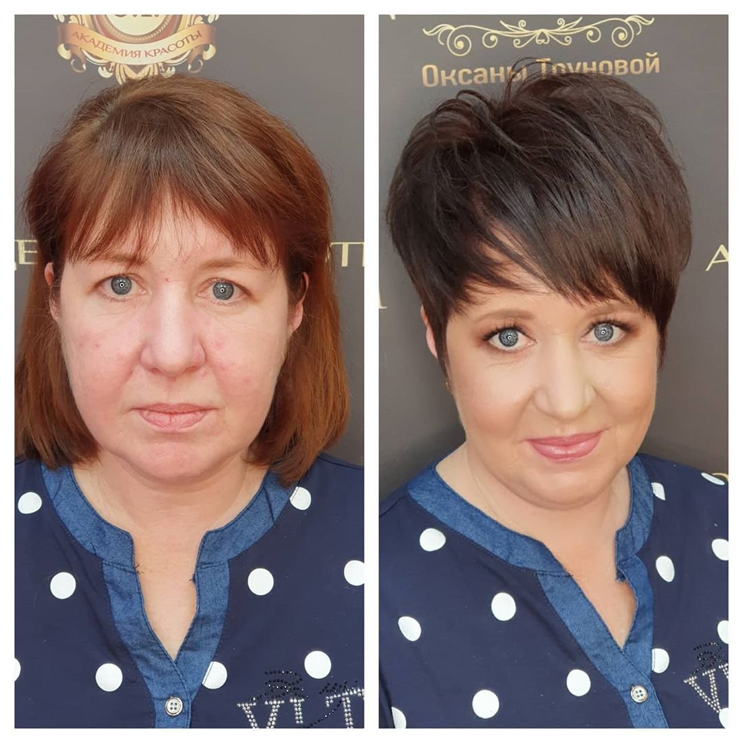 Стрижки женские до и после 50