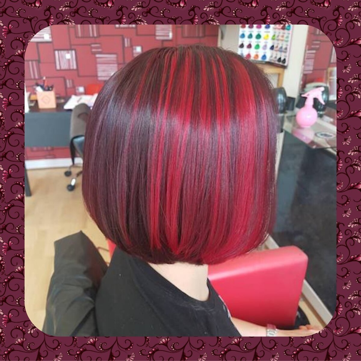 Красное мелирование на каре