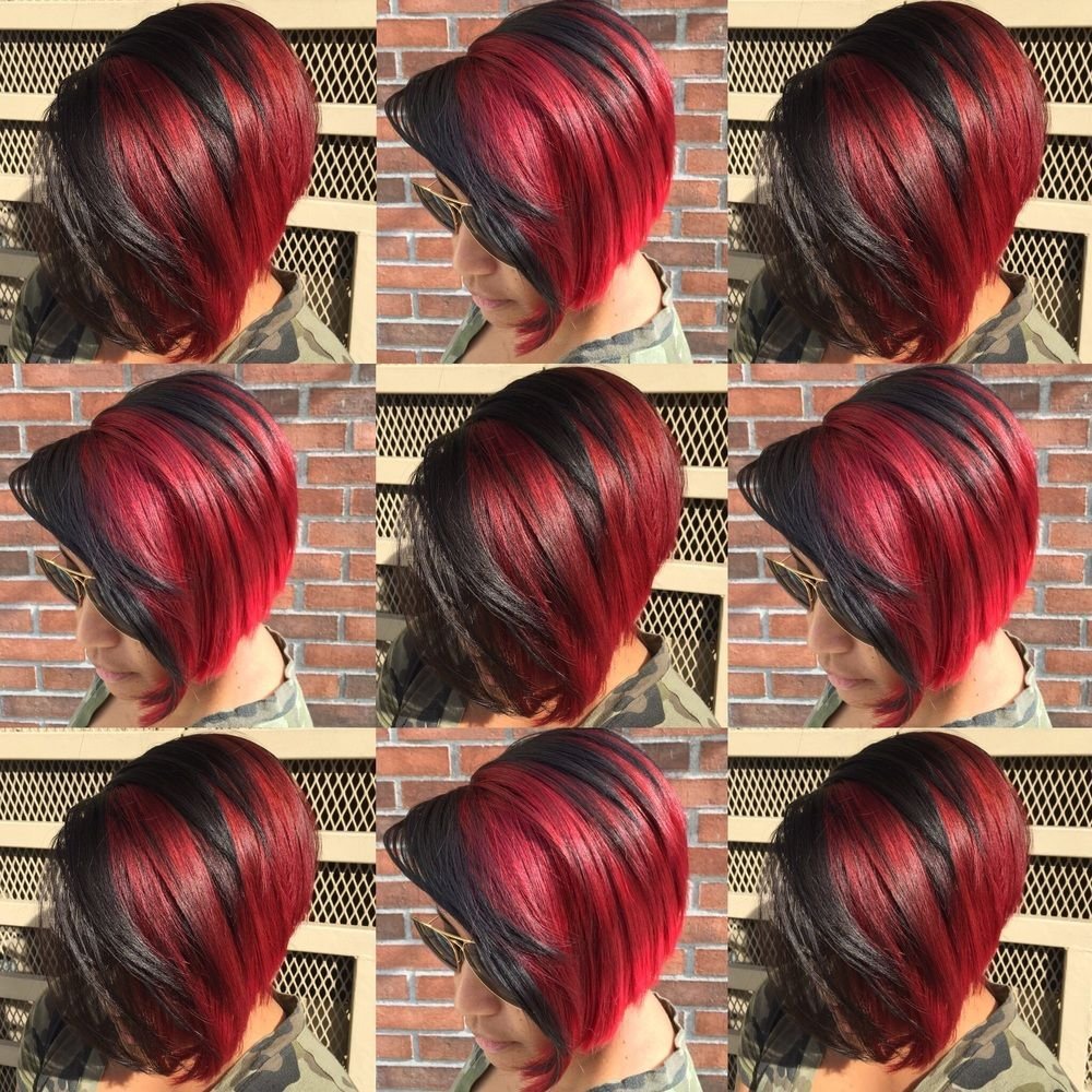 Стрижка Боб каре красное мелирование