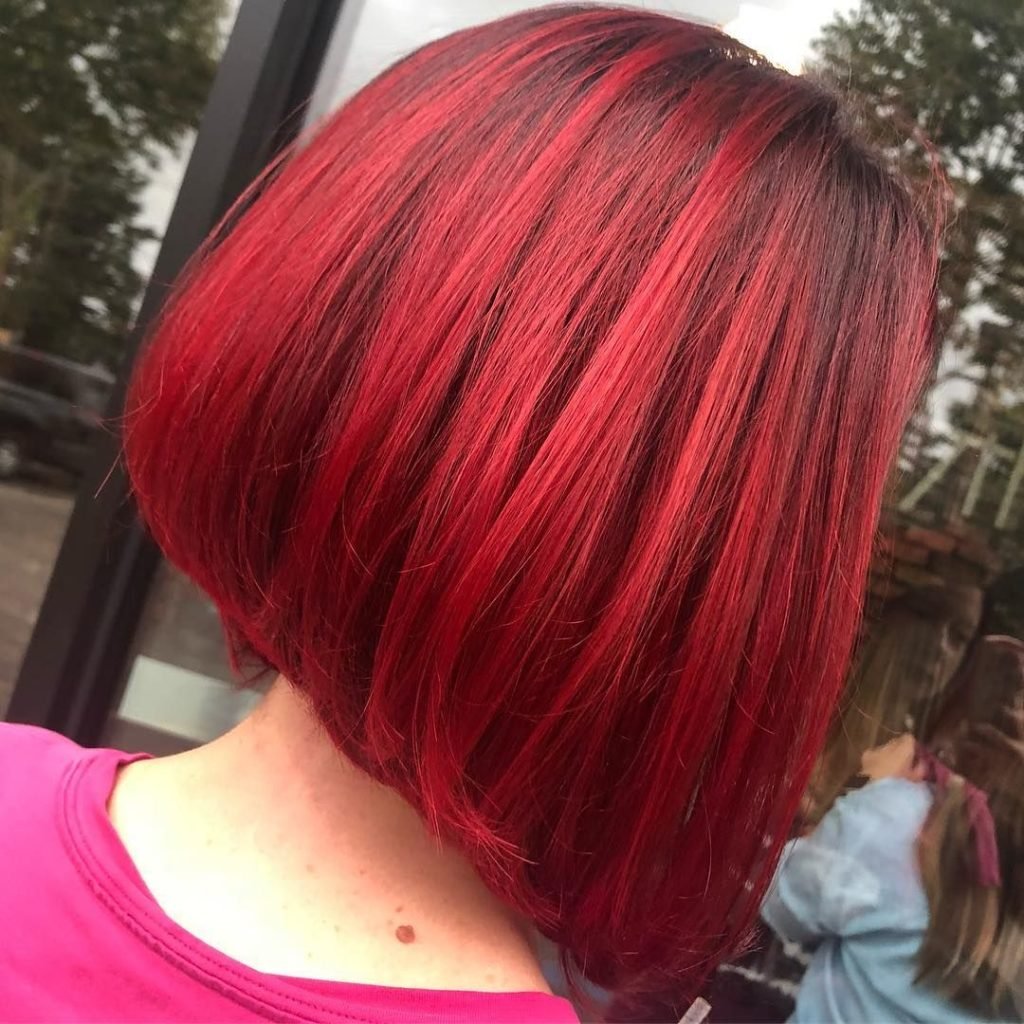 Каре с мелирование в красный каре