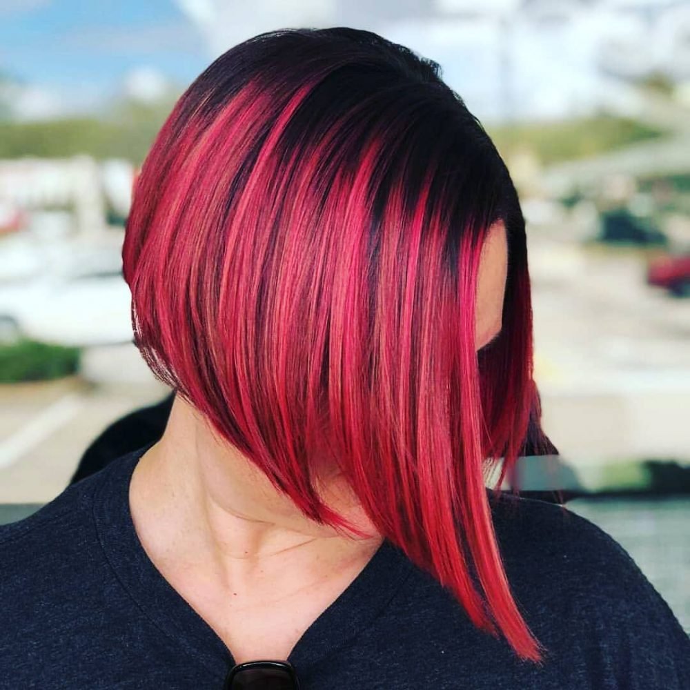 Цветное мелирование на каре