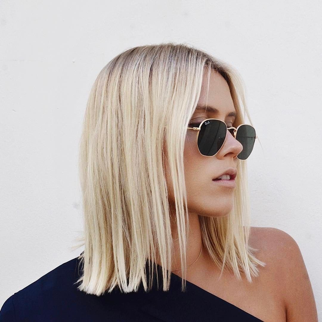 Удлиненное каре без челки русые волосы