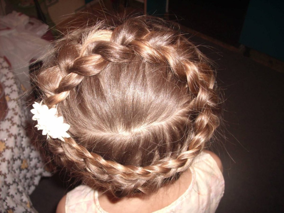 Косичка на затылке с пучком