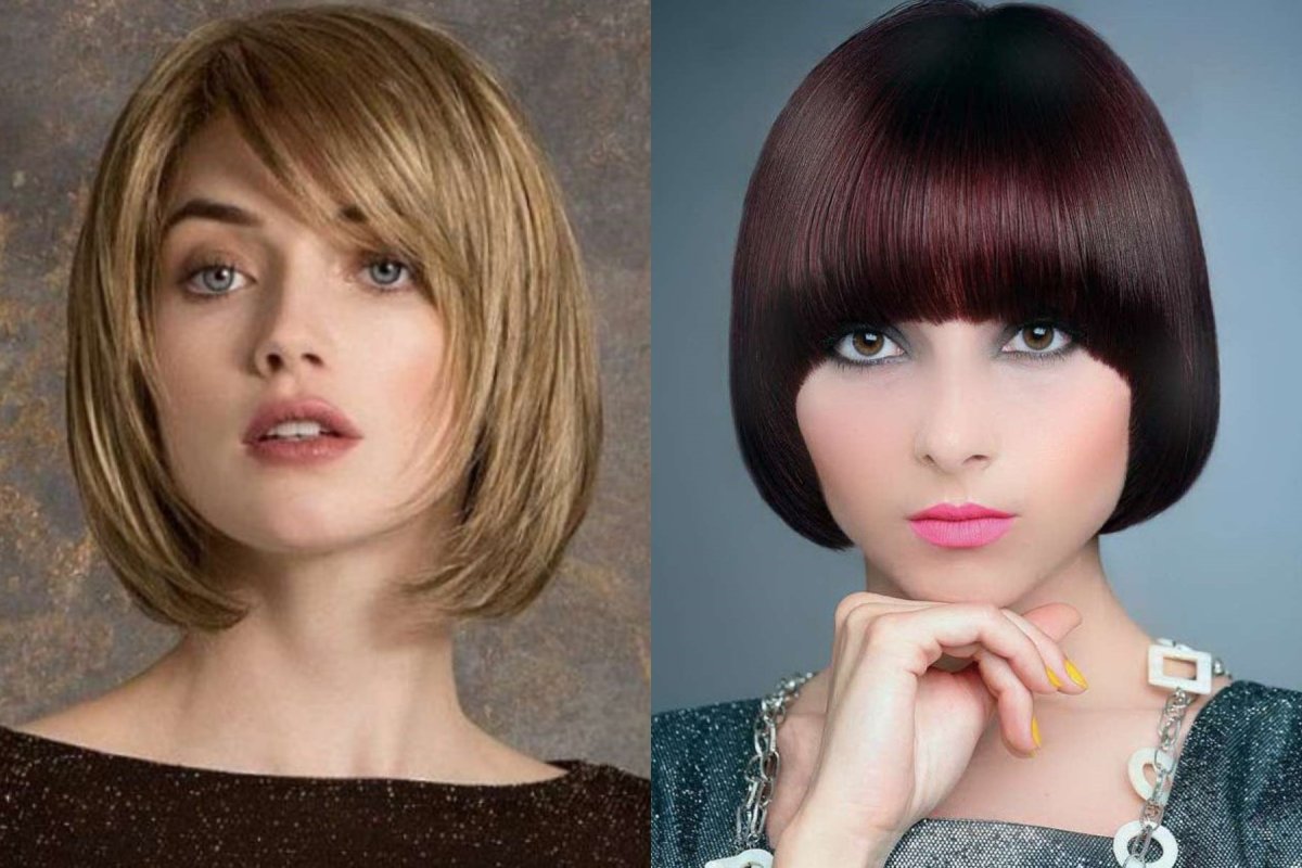 Стрижка на вытянутое лицо с челкой