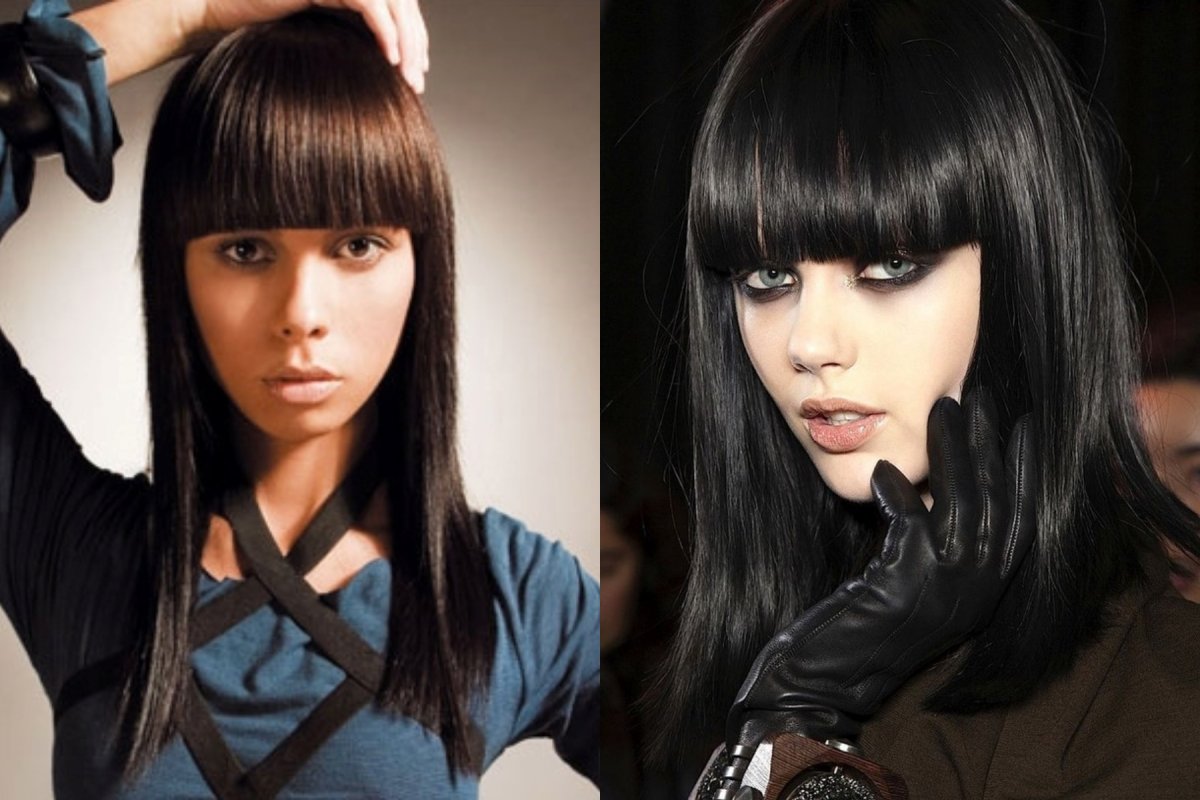 Чёлка полукругом короткая