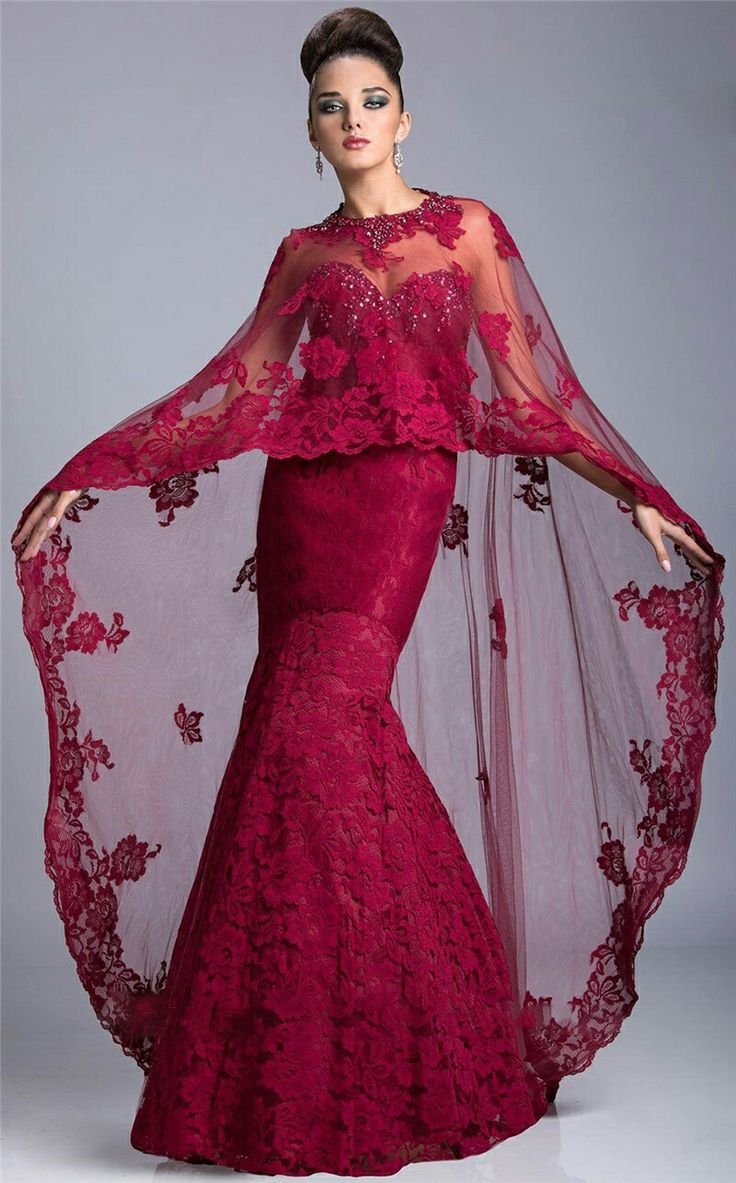 Накидка на платье вечернее красная