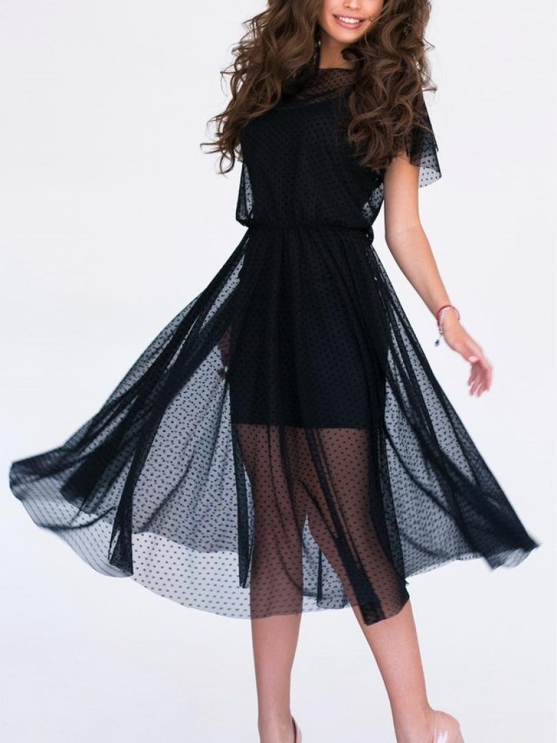 Платье с сеткой сверху