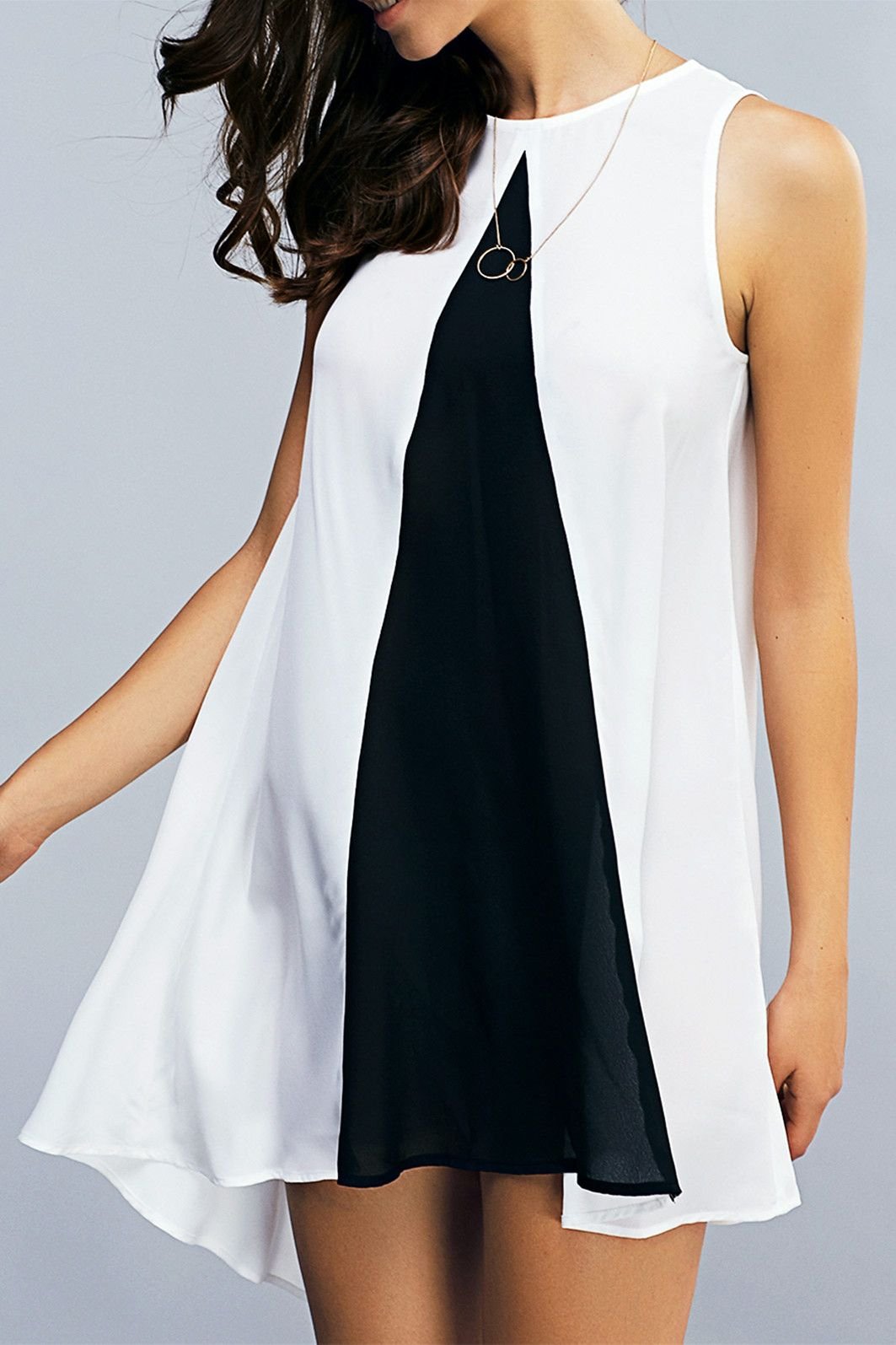 Платье шифон черно белое