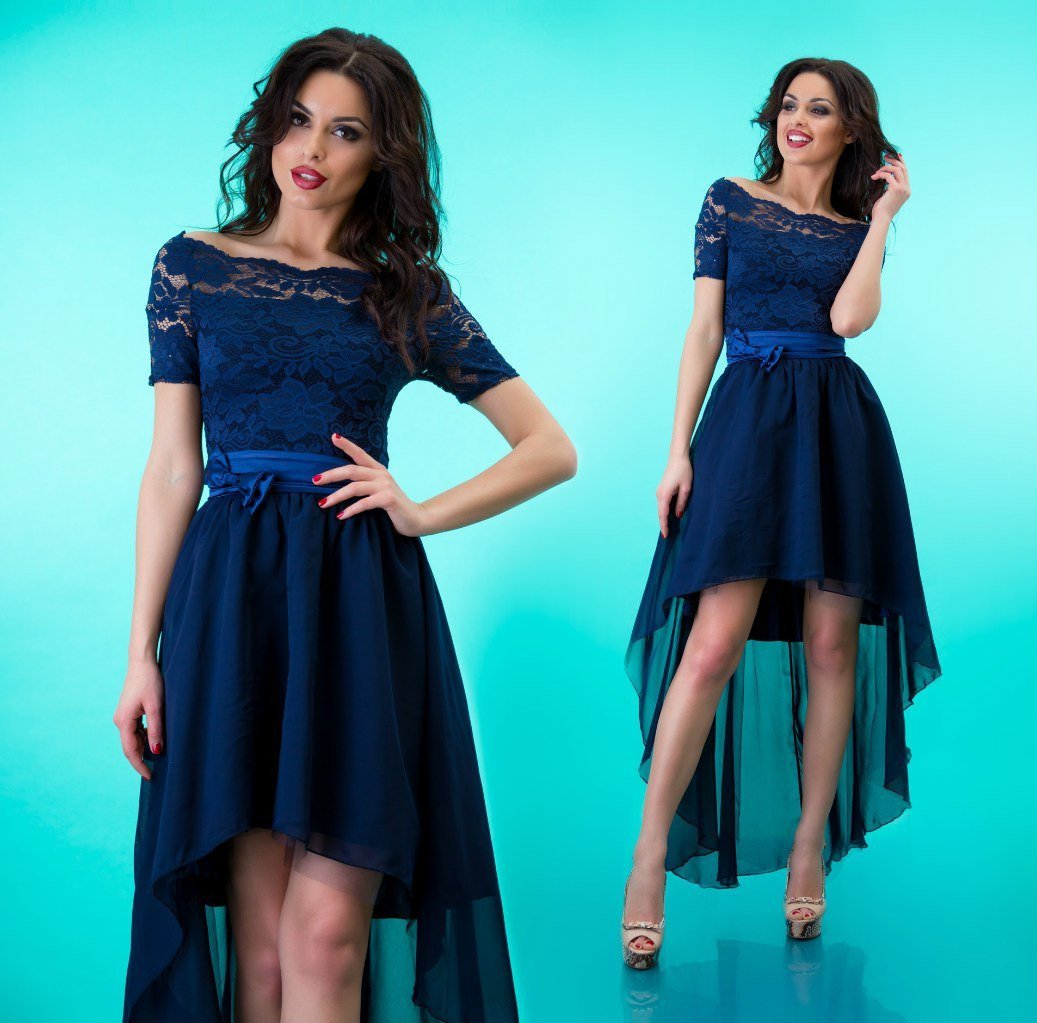 Вечерние платья с гипюром и шифоном