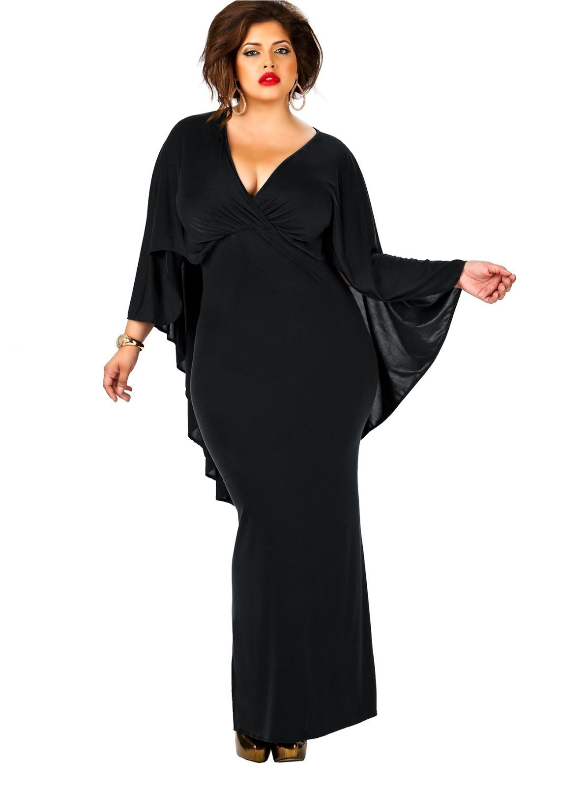 Чёрное вечернее платье для полных женщин