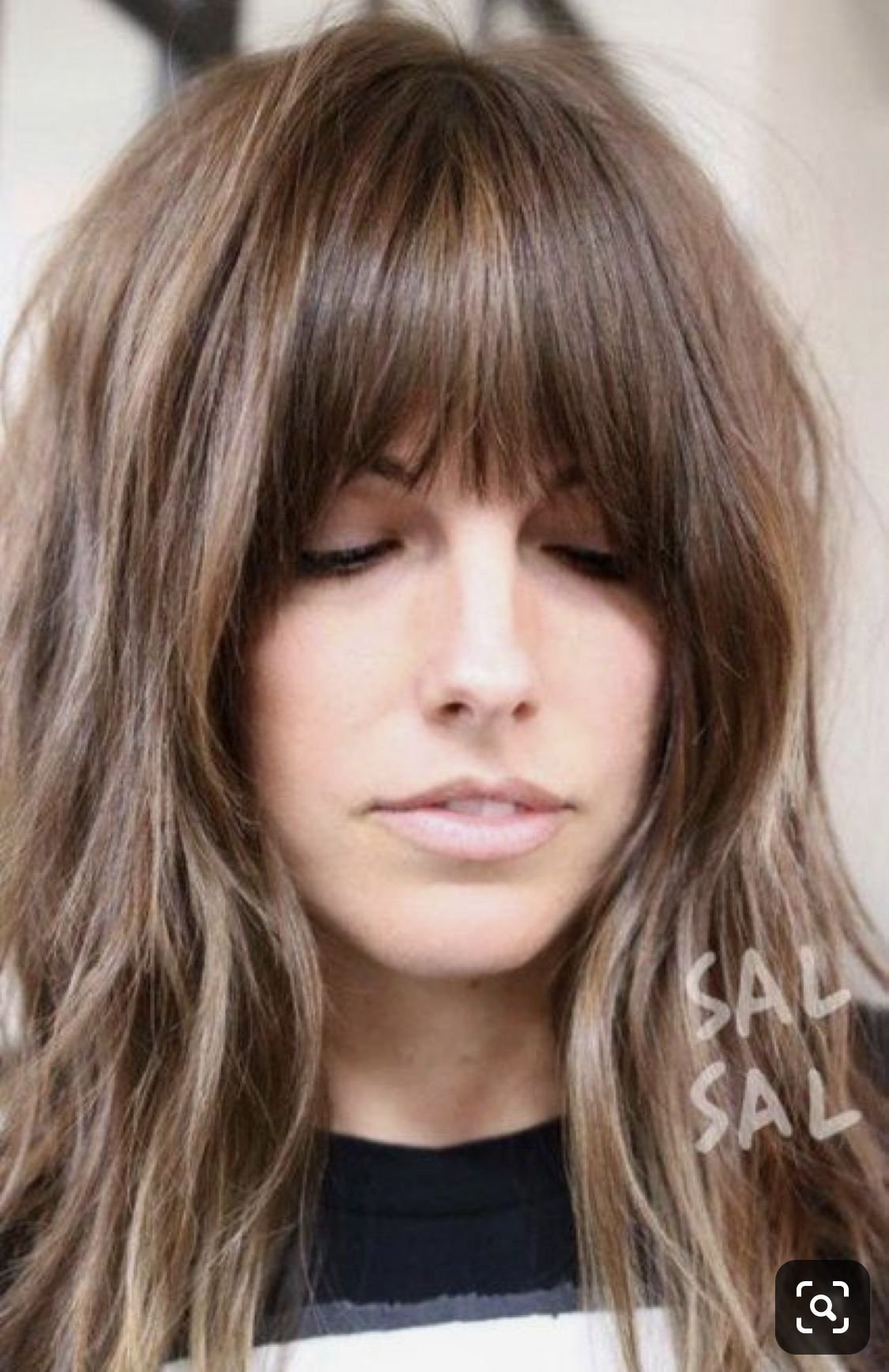 Длинная чёлка на длинные волосы