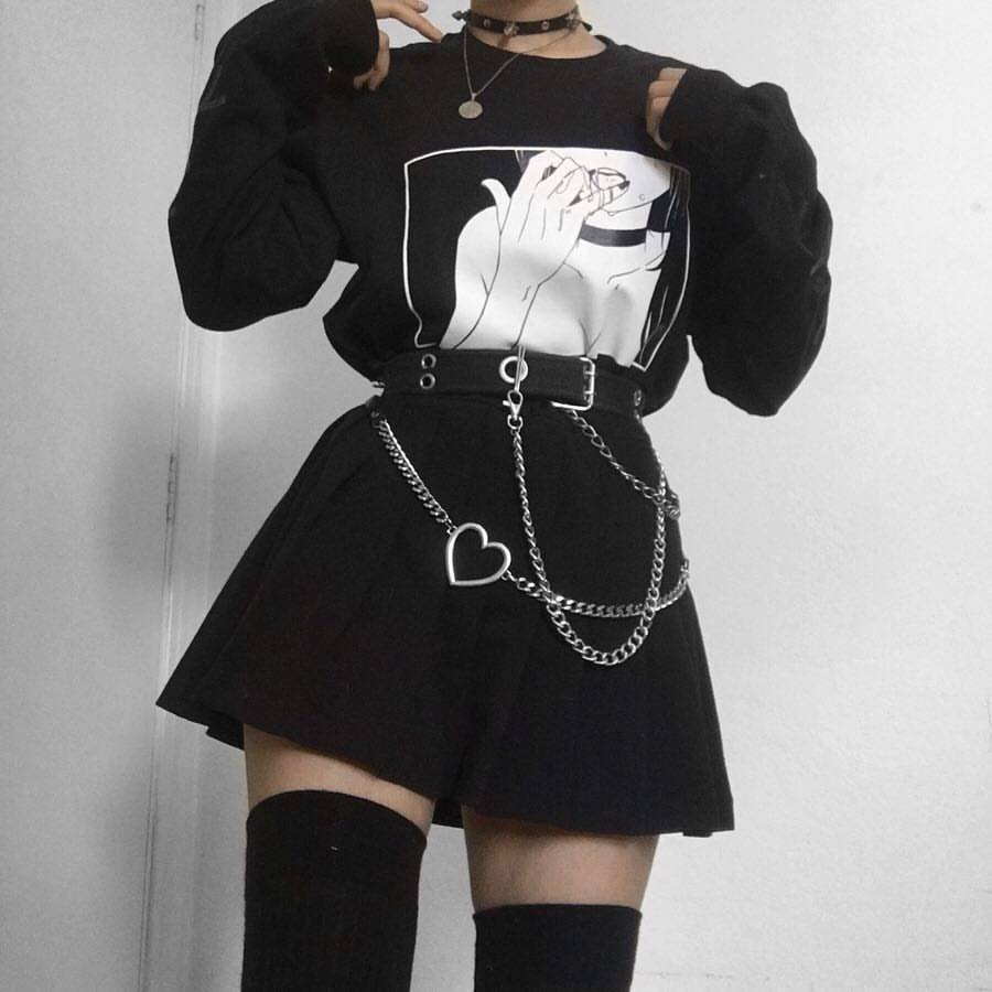 Goth outfit Грандж 2020 корейская одежда
