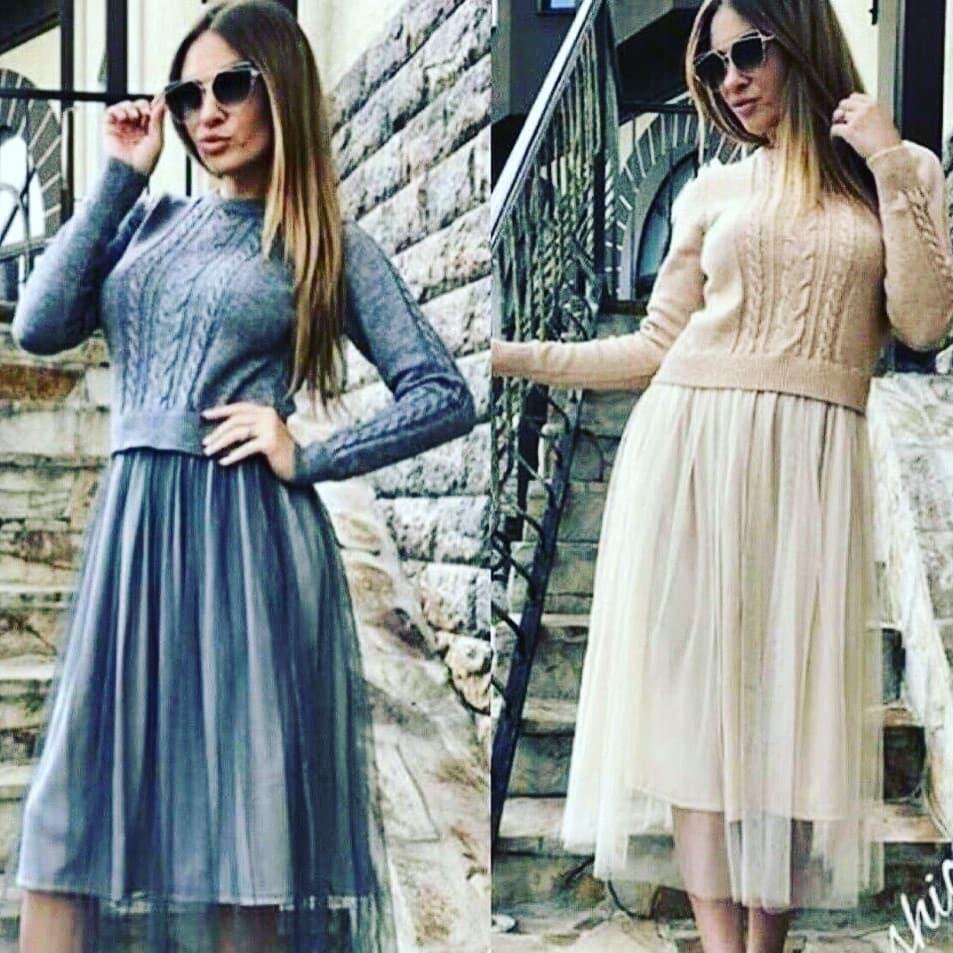 Платье с трикотажным верхом