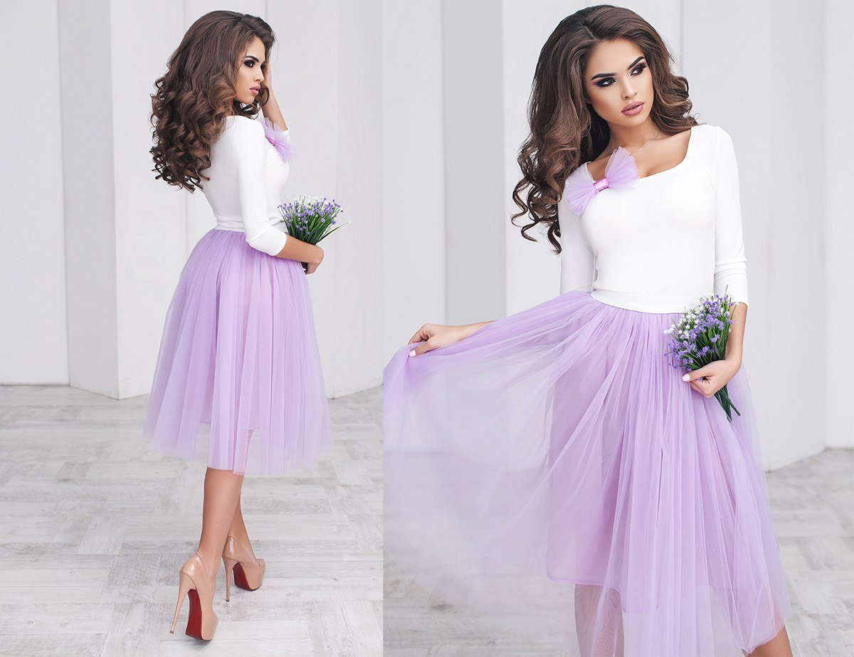 Фатиновая юбка лавандового цвета
